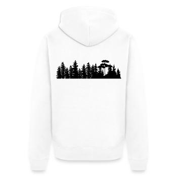 Waldlandschaft Silhouetten Design - Unisex Premium Bio Zip Hoodie - Weiß - Hinten - Thijin (182cm)