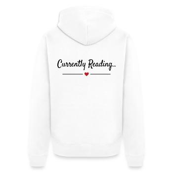Currently Reading Bücherwurm Spruch - Unisex Premium Bio Zip Hoodie - Weiß - Hinten - Thijin (182cm)