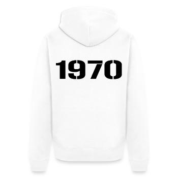 Millésime 1970 - Veste à capuche bio Premium Unisexe - blanc - Dos - Thijin (182cm)