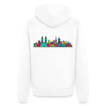 Skyline de la ville de Zurich Grossmunster Art moderne - Veste à capuche bio Premium Unisexe - blanc - Dos - Thijin (182cm)