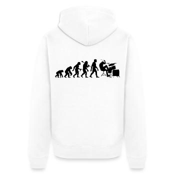 Schlagzeuger Evolution Schlagzeug für Männer Jungs - Unisex Premium Bio Zip Hoodie - Weiß - Hinten - Thijin (182cm)