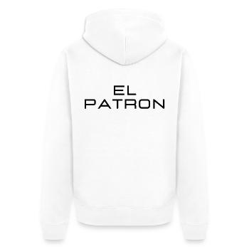 El Patron – The Doer Look - Unisex Premium Organic Zip Hoodie - white - Back - Thijin (182cm)