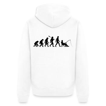 Evolution - Fishing, Angler Gift - Unisex Premium Organic Zip Hoodie - white - Back - Thijin (182cm)