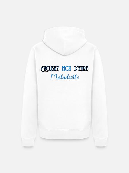 Excuse me for being clumsy - Unisex Premium Organic Zip Hoodie - white