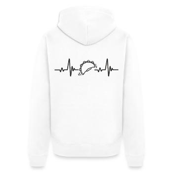 Tamburin, Rhythmus, Schlaginstrument, Musik, Herz, - Unisex Premium Bio Zip Hoodie - Weiß - Hinten - Thijin (182cm)