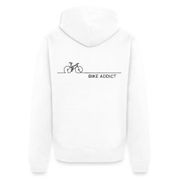 Accro au vélo – Diction cycliste avec un graphique en une ligne - Veste à capuche bio Premium Unisexe - blanc - Dos - Thijin (182cm)