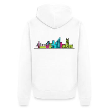 Hull City Skyline The Deep Aquarium Line Art - Unisex Premium Organic Zip Hoodie - white - Back - Thijin (182cm)