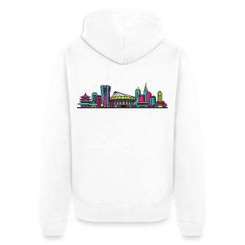 Kawasak City Skyline Industry Modern Art - Unisex Premium Organic Zip Hoodie - white - Back - Thijin (182cm)