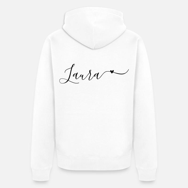 Laura Prénom Décoratif - Veste à capuche bio Premium Unisexe - blanc