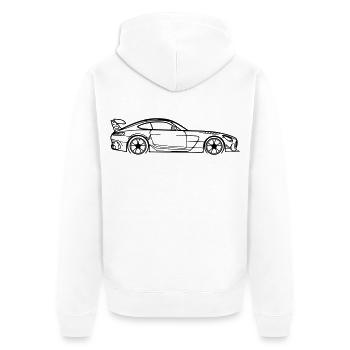 GT Coupé Line Silhouette – Pure Performance Art - Unisex Premium Bio Zip Hoodie - Weiß - Hinten - Thijin (182cm)
