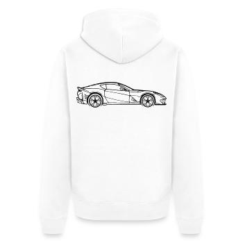 812 Line Silhouette – V12 Performance Art - Unisex Premium Bio Zip Hoodie - Weiß - Hinten - Thijin (182cm)