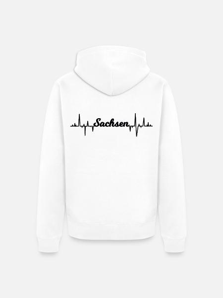 Herzschlag von Sachsen - Unisex Premium Bio Zip Hoodie - Weiß