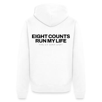Aerobic - Eight Counts Run My Life - Fitness - Unisex Premium Bio Zip Hoodie - Weiß - Hinten - Thijin (182cm)