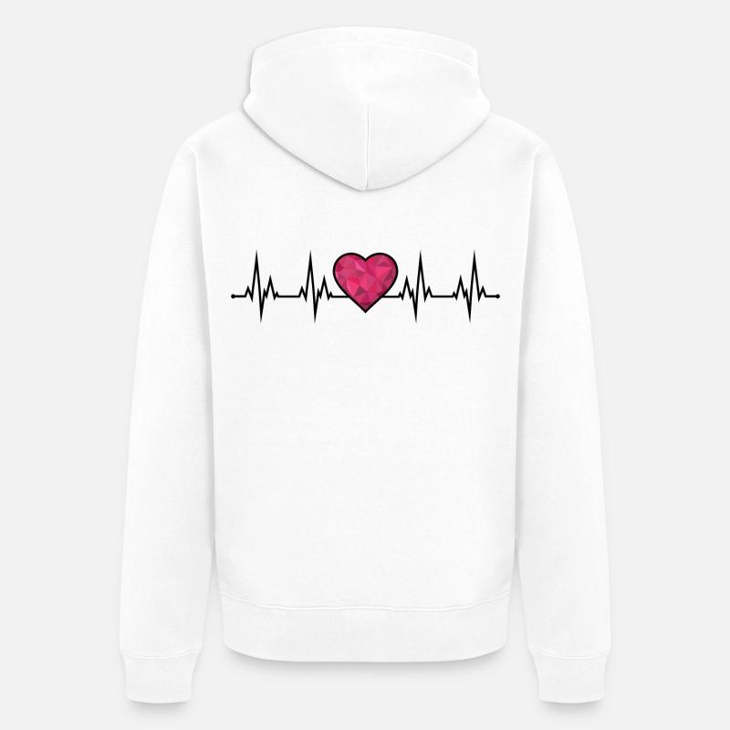 ECG du battement cardiaque - Veste à capuche bio Premium Unisexe - blanc