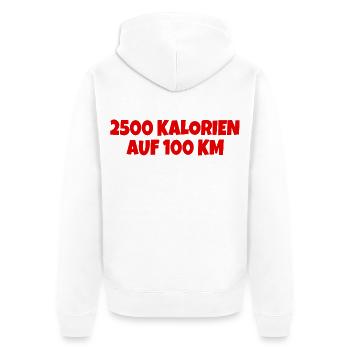 2500 Kalorien auf 100 km Fahrrad Anhänger Sticker - Unisex Premium Bio Zip Hoodie - Weiß - Hinten - Thijin (182cm)