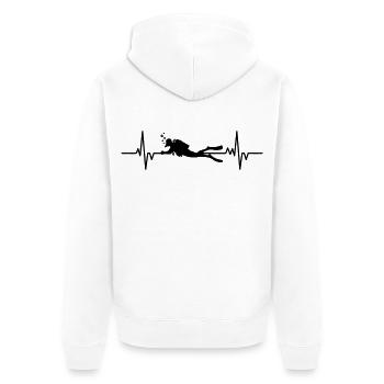 Diver - Heartbeat - Unisex Premium Bio Zip Hoodie - Weiß - Hinten - Thijin (182cm)