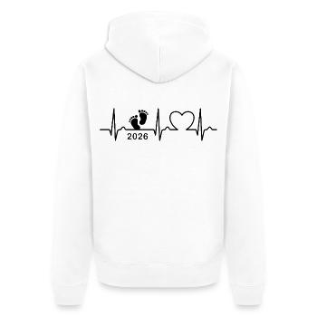 EKG Kurve - Herzkurve - Baby 2026 - Schwanger - Unisex Premium Bio Zip Hoodie - Weiß - Hinten - Thijin (182cm)