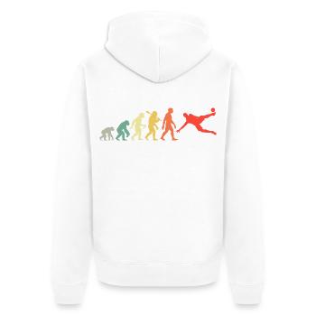 Retro Footballer Evolution Men's Football - Unisex Premium Organic Zip Hoodie - white - Back - Thijin (182cm)