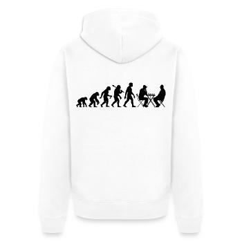 Schach Schachspieler Evolution mit Schachbrett - Unisex Premium Bio Zip Hoodie - Weiß - Hinten - Thijin (182cm)