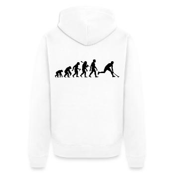 Feldhockey Evolution Für Hockey Spieler Sport - Unisex Premium Bio Zip Hoodie - Weiß - Hinten - Thijin (182cm)