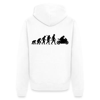 Motorrad Evolution Biker lustiger Motorradfahrer - Unisex Premium Bio Zip Hoodie - Weiß - Hinten - Thijin (182cm)