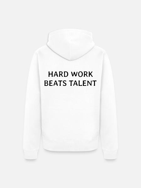 Hard Work Beats Talent - Unisex Premium Bio Zip Hoodie - Weiß