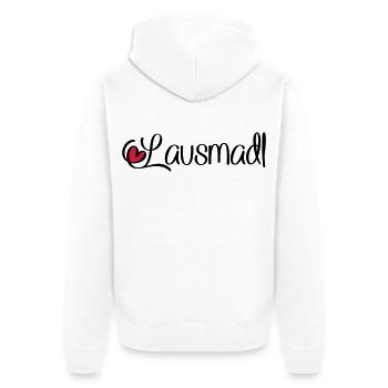 Lausmadl - Unisex Premium Bio Zip Hoodie - Weiß - Hinten - Thijin (182cm)