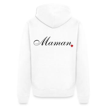 Maman et coeur. Amour pour maman - Veste à capuche bio Premium Unisexe - blanc - Dos - Thijin (182cm)