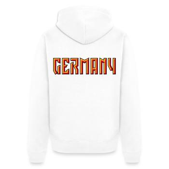 Germany Schriftzug (Relief / 3D / 3C) - Unisex Premium Bio Zip Hoodie - Weiß - Hinten - Thijin (182cm)