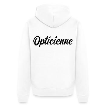 Opticienne Opticien Lunettes Vue Santé Visuelle - Veste à capuche bio Premium Unisexe - blanc - Dos - Thijin (182cm)