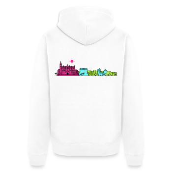 Palma de Mallorca City Skyline Cathedral Line Art - Unisex Premium Organic Zip Hoodie - white - Back - Thijin (182cm)