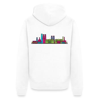 Art au trait de la ligne de la Skyline de la ville de Stoke-on-Trent - Veste à capuche bio Premium Unisexe - blanc - Dos - Thijin (182cm)