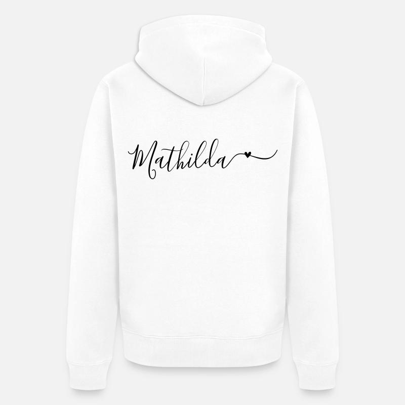 Mathilda Prénom décoratif - Veste à capuche bio Premium Unisexe - blanc