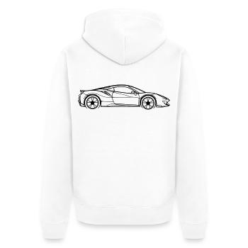 Pista Line Silhouette – Pure Performance Art - Unisex Premium Bio Zip Hoodie - Weiß - Hinten - Thijin (182cm)