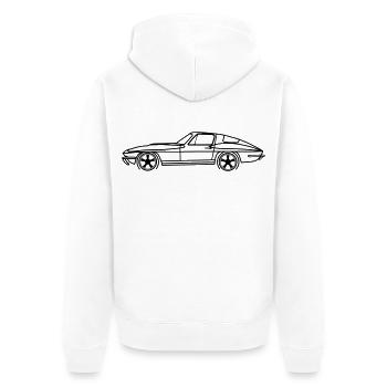 C2 Line Silhouette – Retro Muscle Art - Unisex Premium Bio Zip Hoodie - Weiß - Hinten - Thijin (182cm)