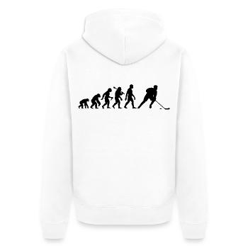 Eishockey Evolution Für Eishockey Spieler - Unisex Premium Bio Zip Hoodie - Weiß - Hinten - Thijin (182cm)