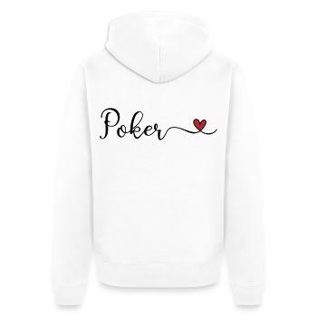 Poker Herz - Unisex Premium Bio Zip Hoodie - Weiß - Hinten - Thijin (182cm)