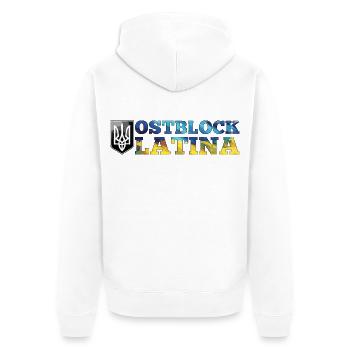 Ostblock Latina Ukrainerin Ukraine Geschenk - Unisex Premium Bio Zip Hoodie - Weiß - Hinten - Thijin (182cm)
