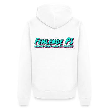 Fehlende PS wurden durch mehr PS ersetzt! - Unisex Premium Bio Zip Hoodie - Weiß - Hinten - Thijin (182cm)