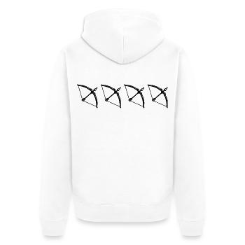 Pfeil und Bogen - Unisex Premium Bio Zip Hoodie - Weiß - Hinten - Thijin (182cm)