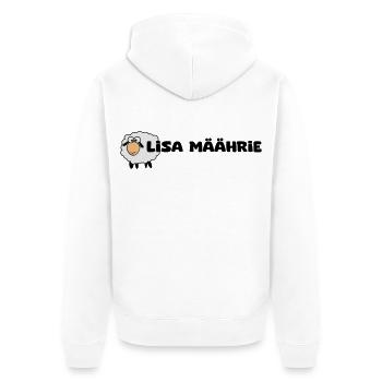 Lisa Marie - Schriftzug Lisa Mäährie mit Schaf - Unisex Premium Bio Zip Hoodie - Weiß - Hinten - Thijin (182cm)