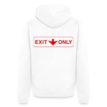 Exit Only - lustiges Geschenk - Unisex Premium Bio Zip Hoodie - Weiß - Hinten - Thijin (182cm)