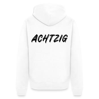 80 - Achtzig - 80. Geburtstag - Unisex Premium Bio Zip Hoodie - Weiß - Hinten - Thijin (182cm)