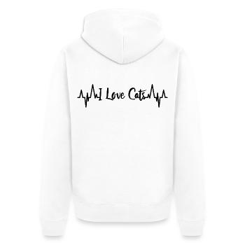 I Love Cats Herzklopfen - Unisex Premium Bio Zip Hoodie - Weiß - Hinten - Thijin (182cm)