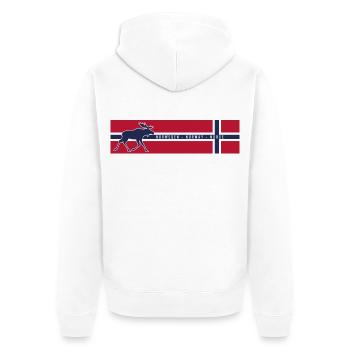 Norge - Norway - Norwegen - Flagge - Elch links - Unisex Premium Bio Zip Hoodie - Weiß - Hinten - Thijin (182cm)