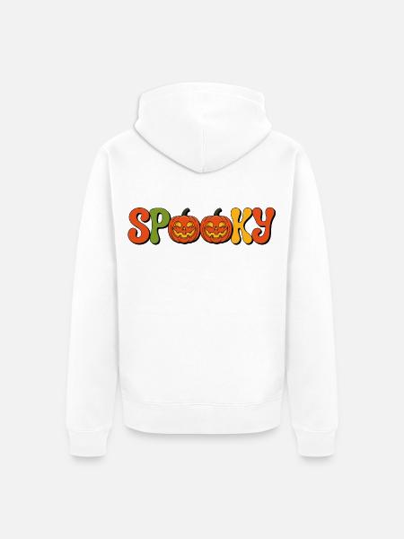 Spooky Pumpkin Lettering - Unisex Premium Organic Zip Hoodie - white