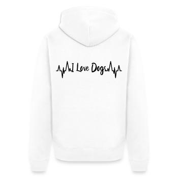 I Love Dogs Herzschlag - Unisex Premium Bio Zip Hoodie - Weiß - Hinten - Thijin (182cm)