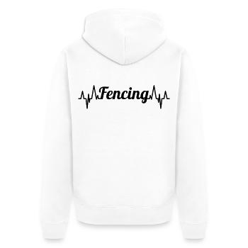Fechten Herzklopfen - Unisex Premium Bio Zip Hoodie - Weiß - Hinten - Thijin (182cm)