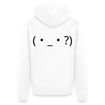 Verwirrtes Emote (・_・?) Fragezeichen - Unisex Premium Bio Zip Hoodie - Weiß - Hinten - Thijin (182cm)