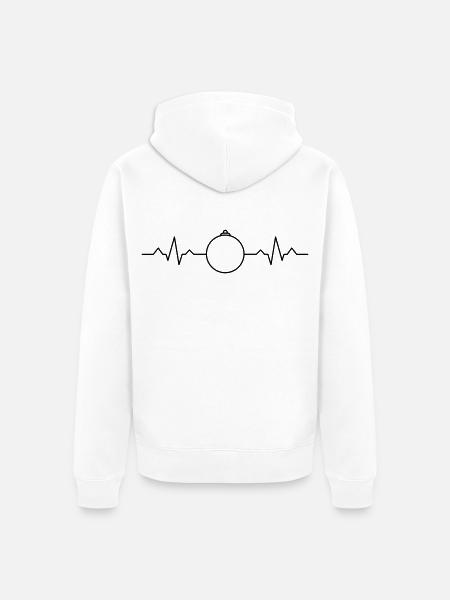 Weihnachtskugel mit EKG Herzschlag - Unisex Premium Bio Zip Hoodie - Weiß